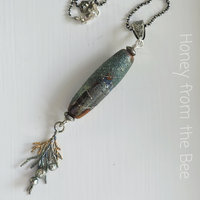 Sterling Silver pendant with lampwork in a forest theme