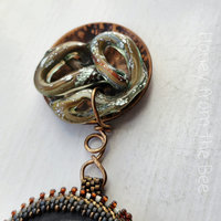 Lampwork and copper necklace in green