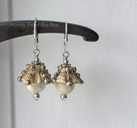 Cream and silver earrings in ocean theme