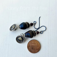 Mixed metal earrings with jewel tone lampwork