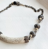 Black and white statement necklace