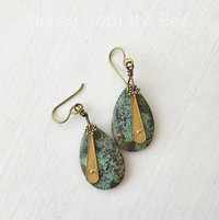 Turquoise earrings with brass accents