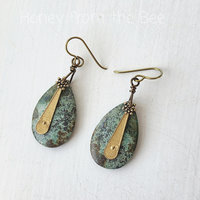 African Turquoise earrings with brass