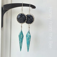 Teal and black earrings