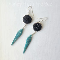 Gemstone earrings with antique button focals