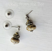 Lampwork earrings in cream and silver with vintage crystals