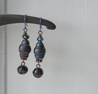 dangle earrings with antique faceted ball button