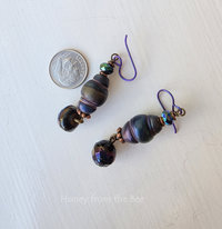 Artisan earrings in dark peacock