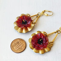 Red poppy earrings