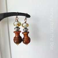 Sinuous Earrings feature lampwork and sterling silver