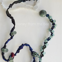 Silk ribbon and lampwork necklace