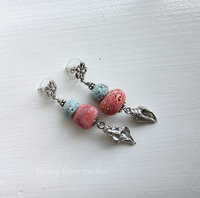 Beach earrings in orange and turquoise