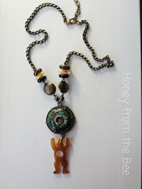 Mixed Media necklace in ceramic and bone