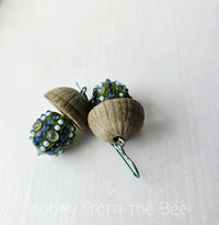 Lampwork earrings in green and aqua