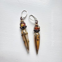 Pod earrings in orange and cream and touch of fucshia