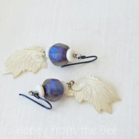 Blue lampwork earrings with fish dangles