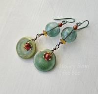 Green, yellow and copper earrings