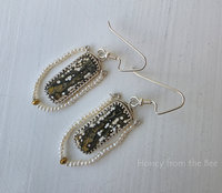Green and white earrings one of a kind