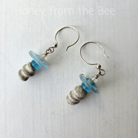 Blue lampwork earrings with white ceramic twist beads