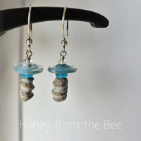 Sky blue and white earrings