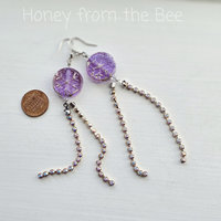 Snowflake earrings with long crystal dangles