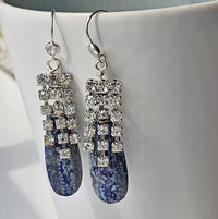 Lapis lazuli earrings with vintage rhinestones