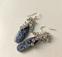 Rhinestones and lapis lazuli earrings
