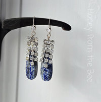 Statement earrings in blue and crystal