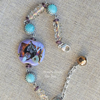 One of a kind bracelet with dichroic glass beads