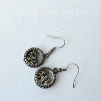 Antique button earrings in sterling silver