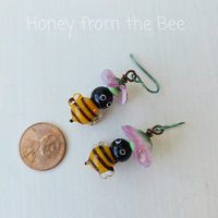 Honeybee earrings feature lampwork and niobium earwires