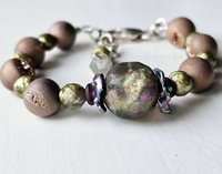 Basha bead bracelet in soft rose and green