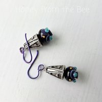Lampwork earrings in silver and purple
