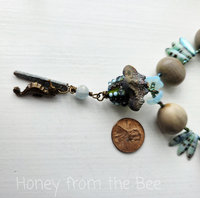 Beach necklace in aqua and tan