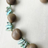 Tagua nut and glass necklace
