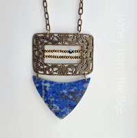 Lapis Lazuli necklace with antique brass filigree