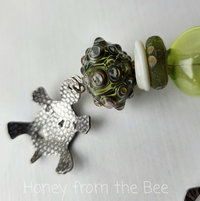 One of a kind statement necklace in green and silver
