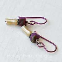 Small pink earrings with creamy mother of pearl