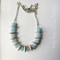 Summer necklace in blues and oranges