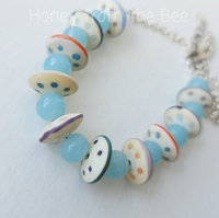 Polka dot lampwork necklace with vintage Japanese glass beads