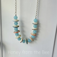 Vintage Japanese glass bead necklace with polka dot lampwork