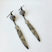 Black and Tan earrings feature jasper and lampwork