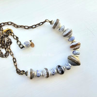 Beach necklace in shades of white, tan and lavender