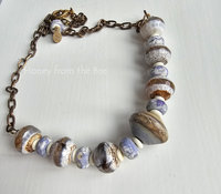 Brazilian Striped Agate necklace with lampwork focal