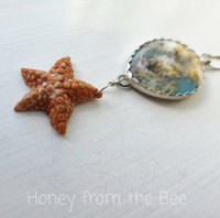 Starfish necklace with plume agate doublet