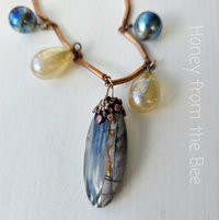 Jasper necklace in blue and yellow