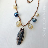 Picasso Jasper necklace with vintage glass drops