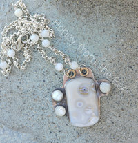 Old stock ocean jasper necklace in white and silver