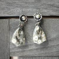 White and Green Ocean Jasper Earrings