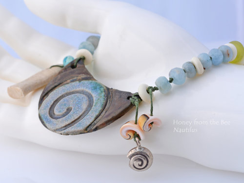 Aqua and Lime Green Necklace, copyright Honey from the Bee